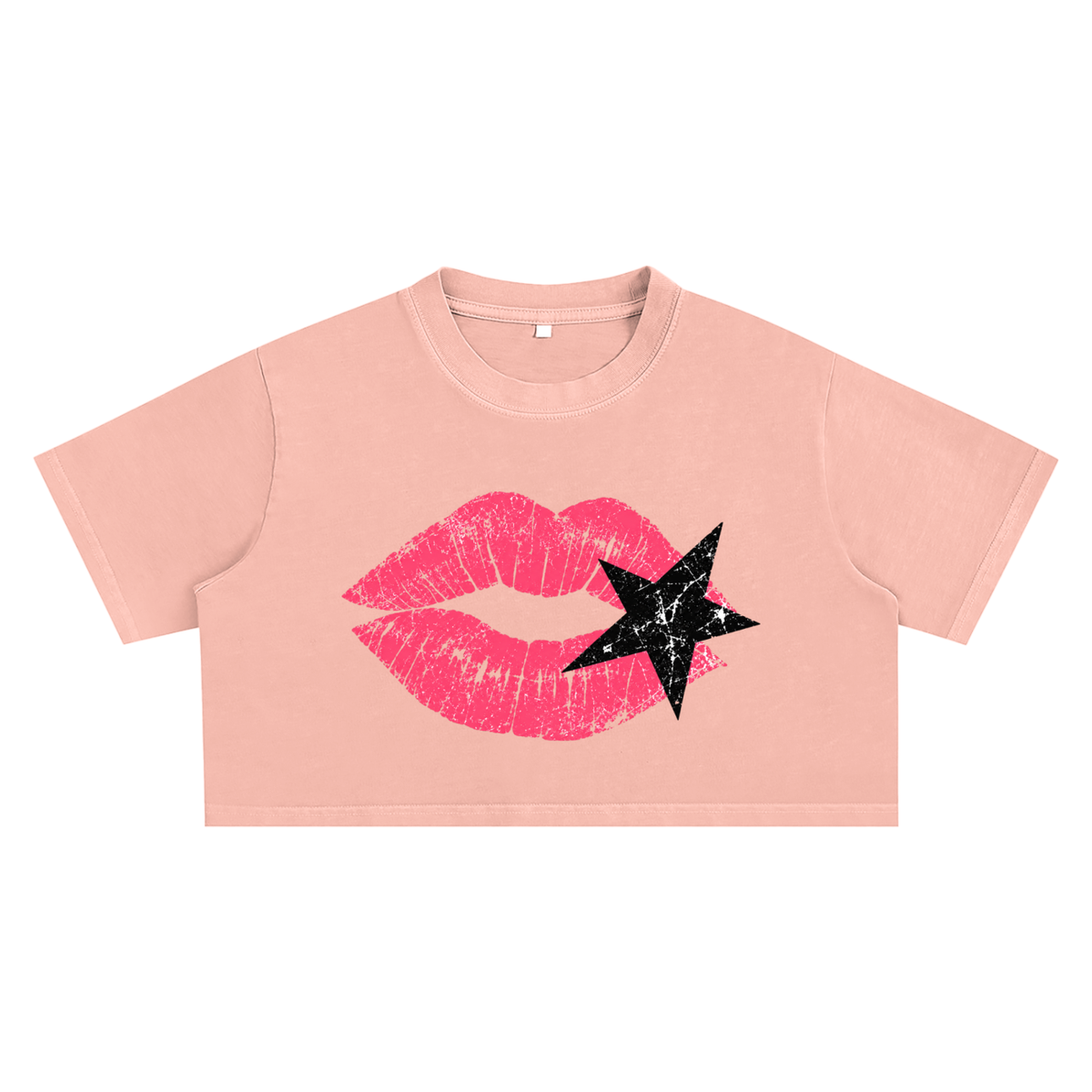 Hot Lips Snow Washed Crop Top T-Shirt