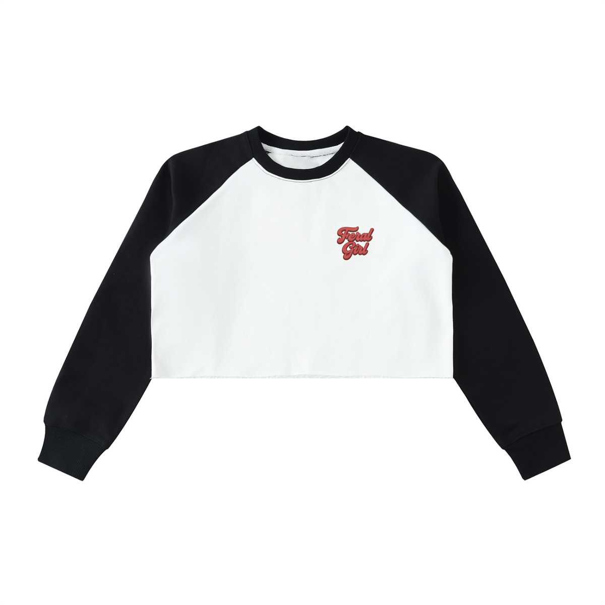 Feral Girl Retro Raw-Hem Crop Top Cropped Sweatshirt