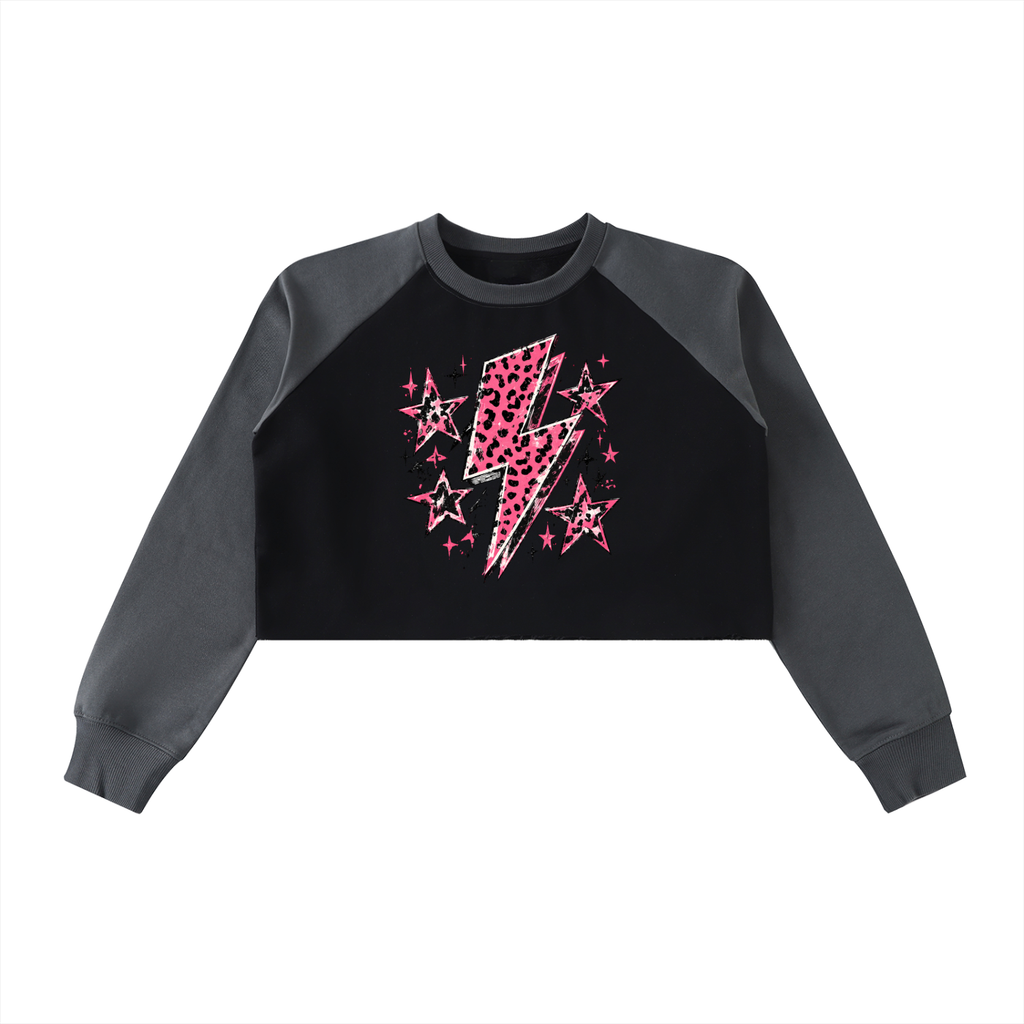 Lightning Bolt Babe Retro Crop Sweatshirt