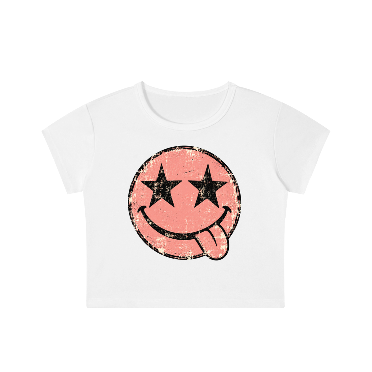 Smiley Face Washed Crop Top