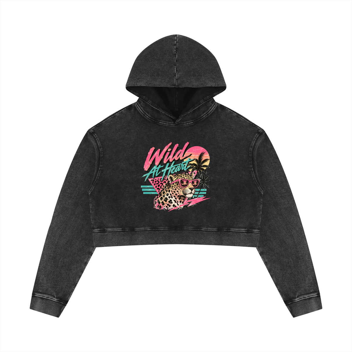 Wild At Heart Women’s Mineral Washed Crop Hoodie Sweatshirt