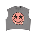 Smiley Star Face French Terry Boxy Tank Top