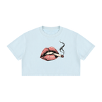 Smoke Show Smoking Hot Lips Women's Mineral Wash Cotton Crop Top T-Shirt