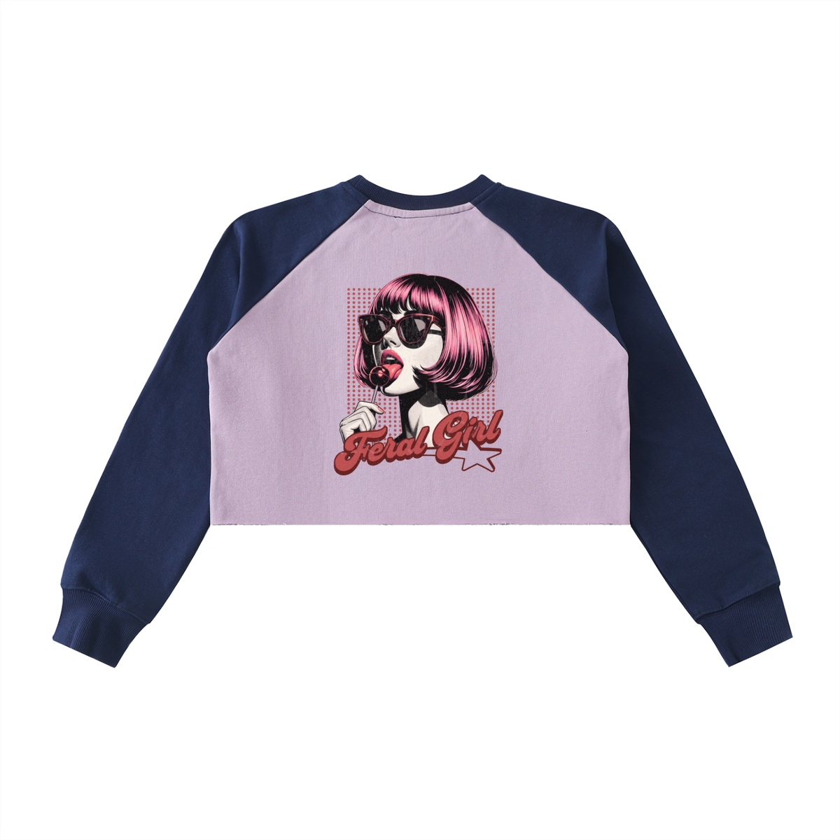 Feral Girl Retro Raw-Hem Crop Top Cropped Sweatshirt