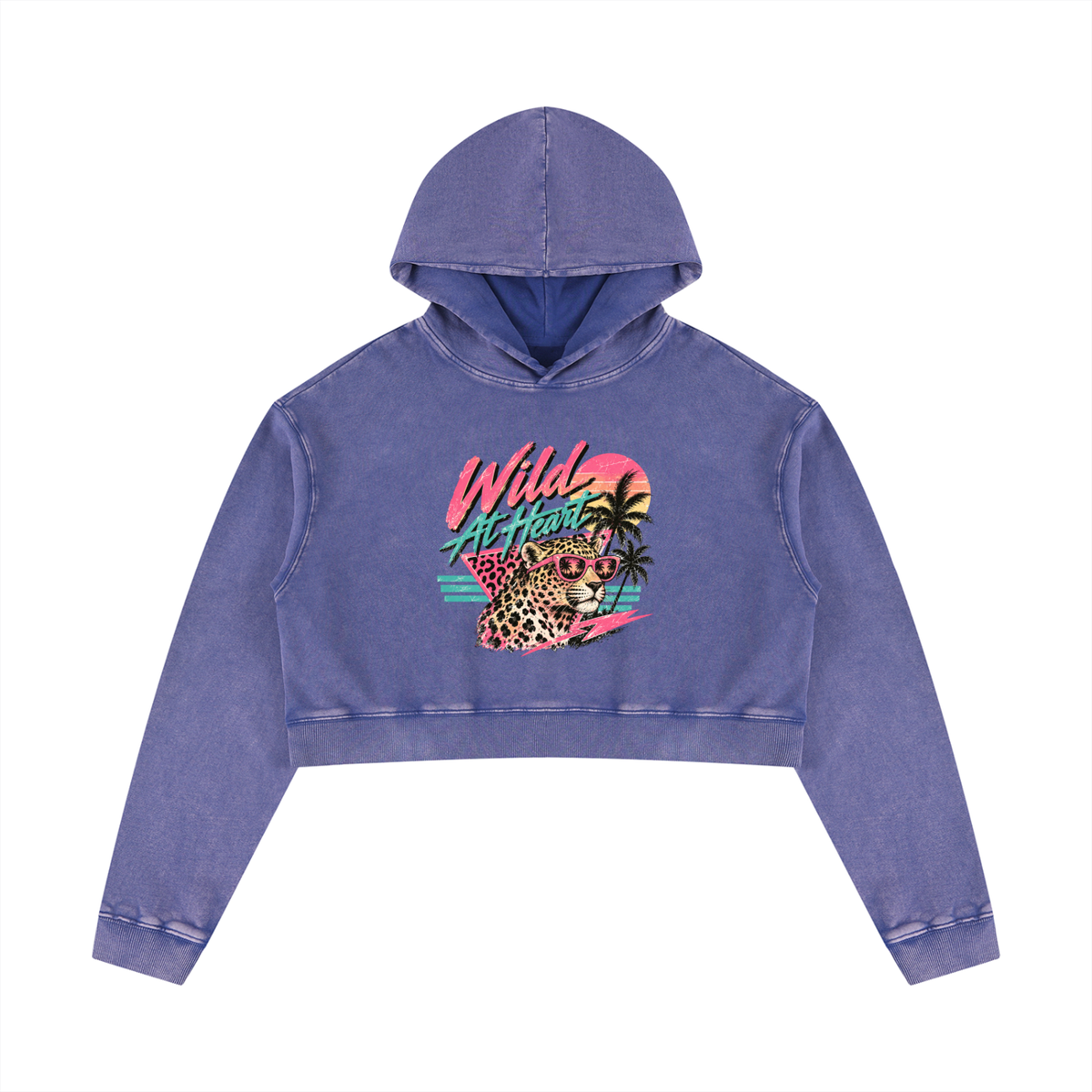 Wild At Heart Women’s Mineral Washed Crop Hoodie Sweatshirt