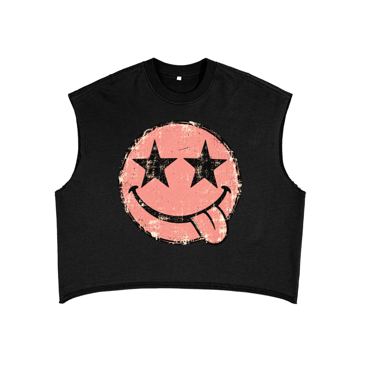 Smiley Star Face French Terry Boxy Tank Top