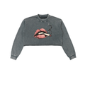 Smoke Show Cropped Sweatshirt – Red Lips Raw Edge Crop Top