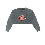 Smoke Show Cropped Sweatshirt – Red Lips Raw Edge Crop Top