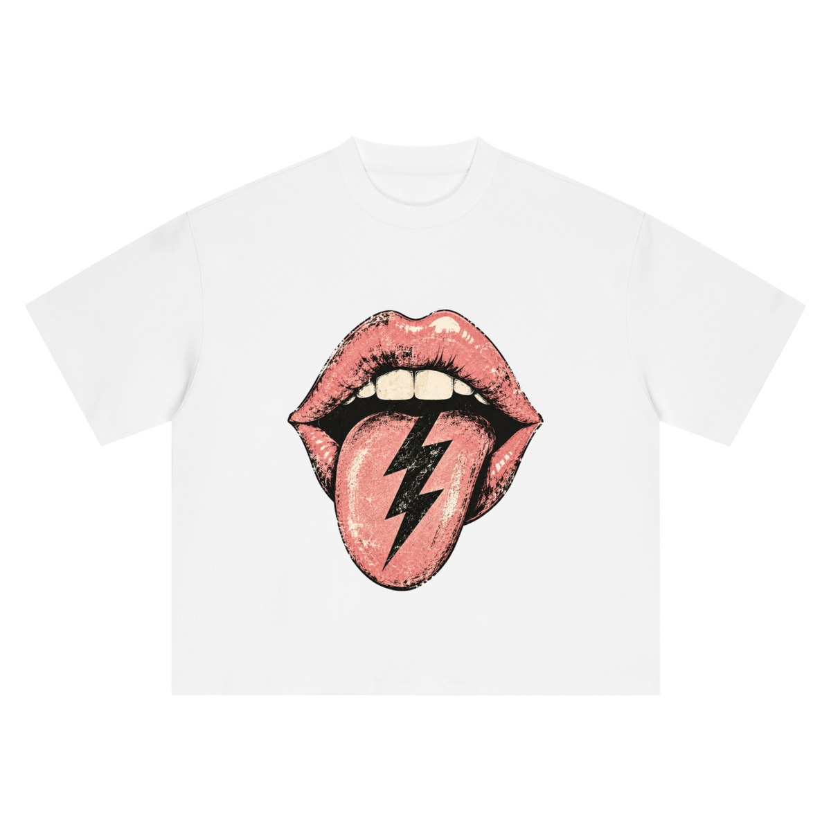 Hot Lightning Lips Boxy Oversized T-Shirt 100% Cotton