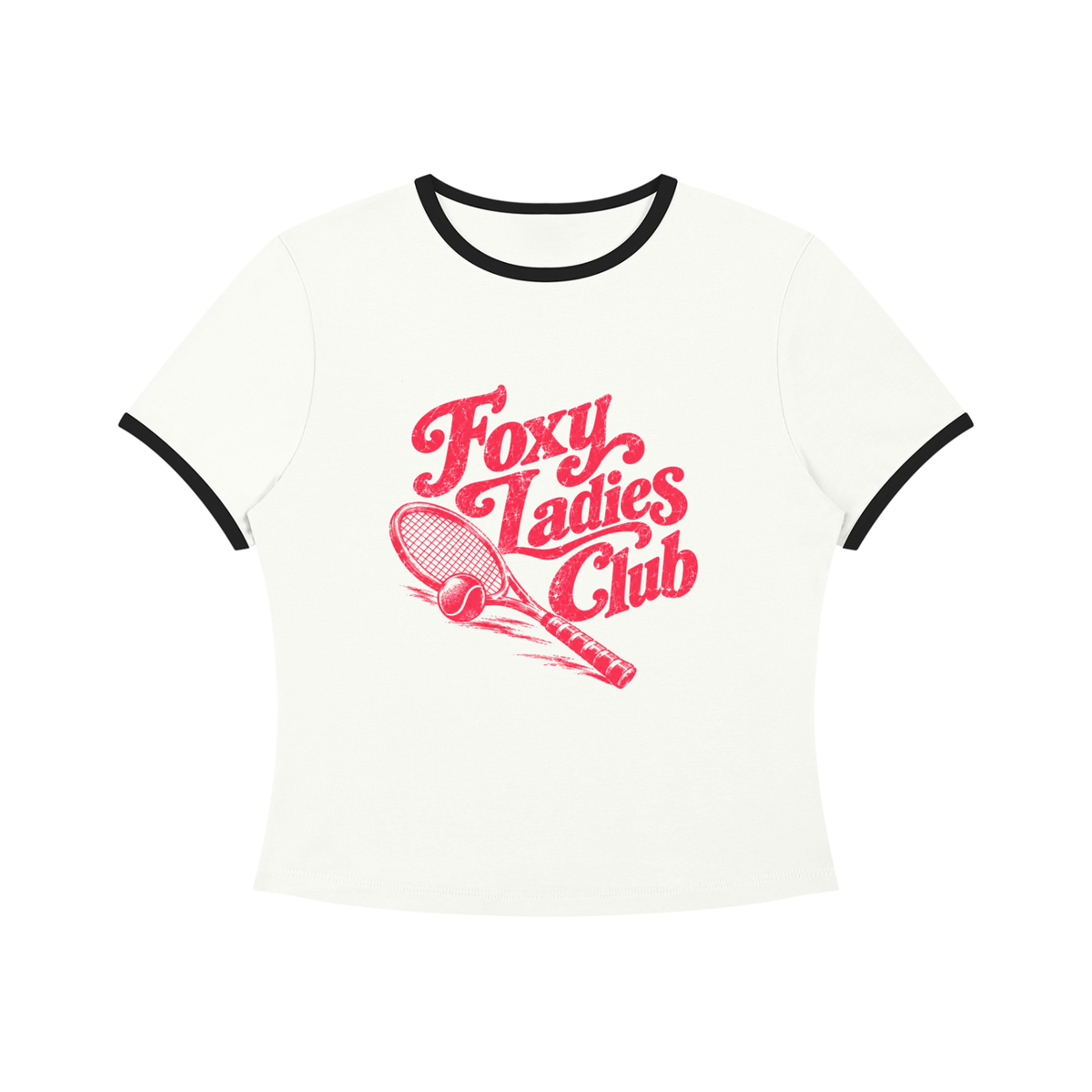 Foxy Ladies Club Retro Women’s Color Block Crop T-Shirt