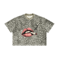 Smoking Show Smoking Hot Lips Unisex Leopard Print Boxy T-Shirt
