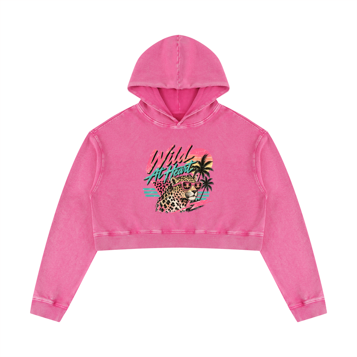Wild At Heart Women’s Mineral Washed Crop Hoodie Sweatshirt