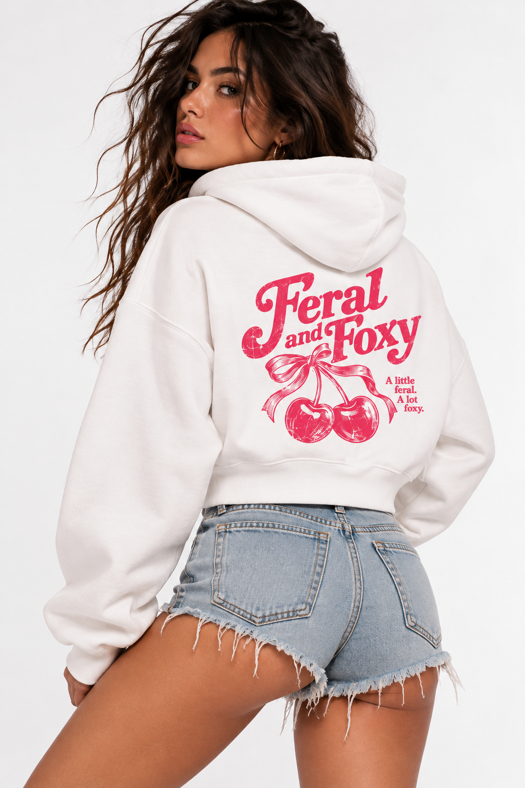 A Little Feral, A Little Foxy Cherry Bomb Cropped Hoodie