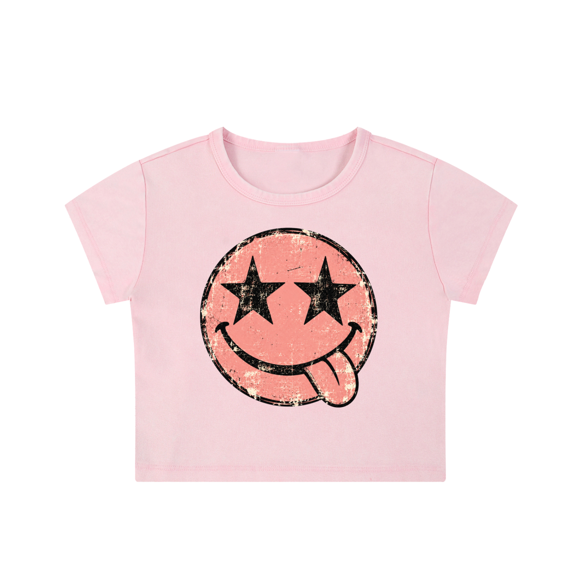 Smiley Face Washed Crop Top