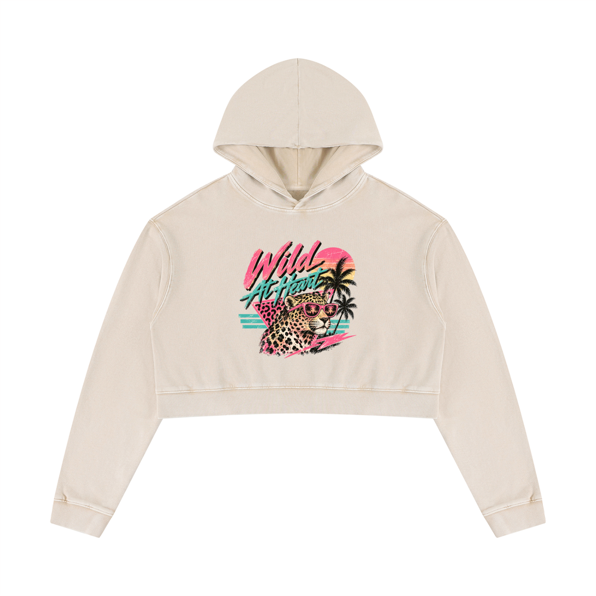 Wild At Heart Women’s Mineral Washed Crop Hoodie Sweatshirt