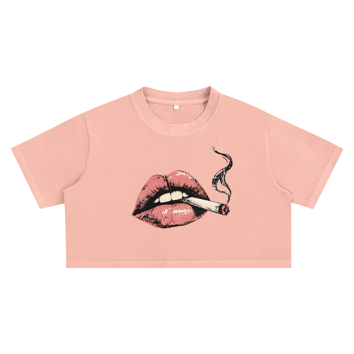 Smoke Show Smoking Hot Lips Snow Washed Crop Top