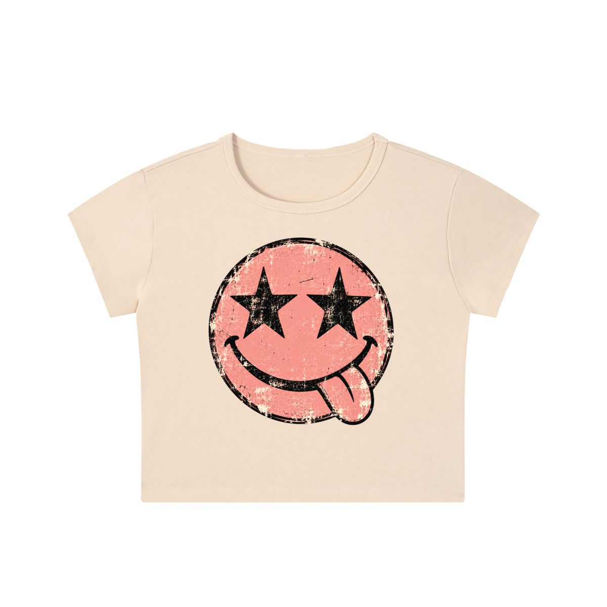 Smiley Face Washed Crop Top