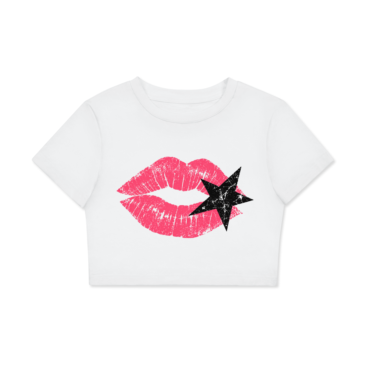 Hot Lips Fitted Crop Top Cotton T-Shirt