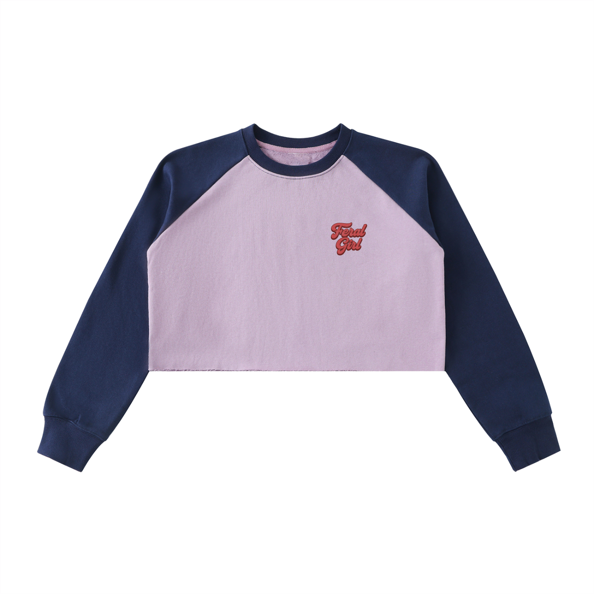 Feral Girl Retro Raw-Hem Crop Top Cropped Sweatshirt