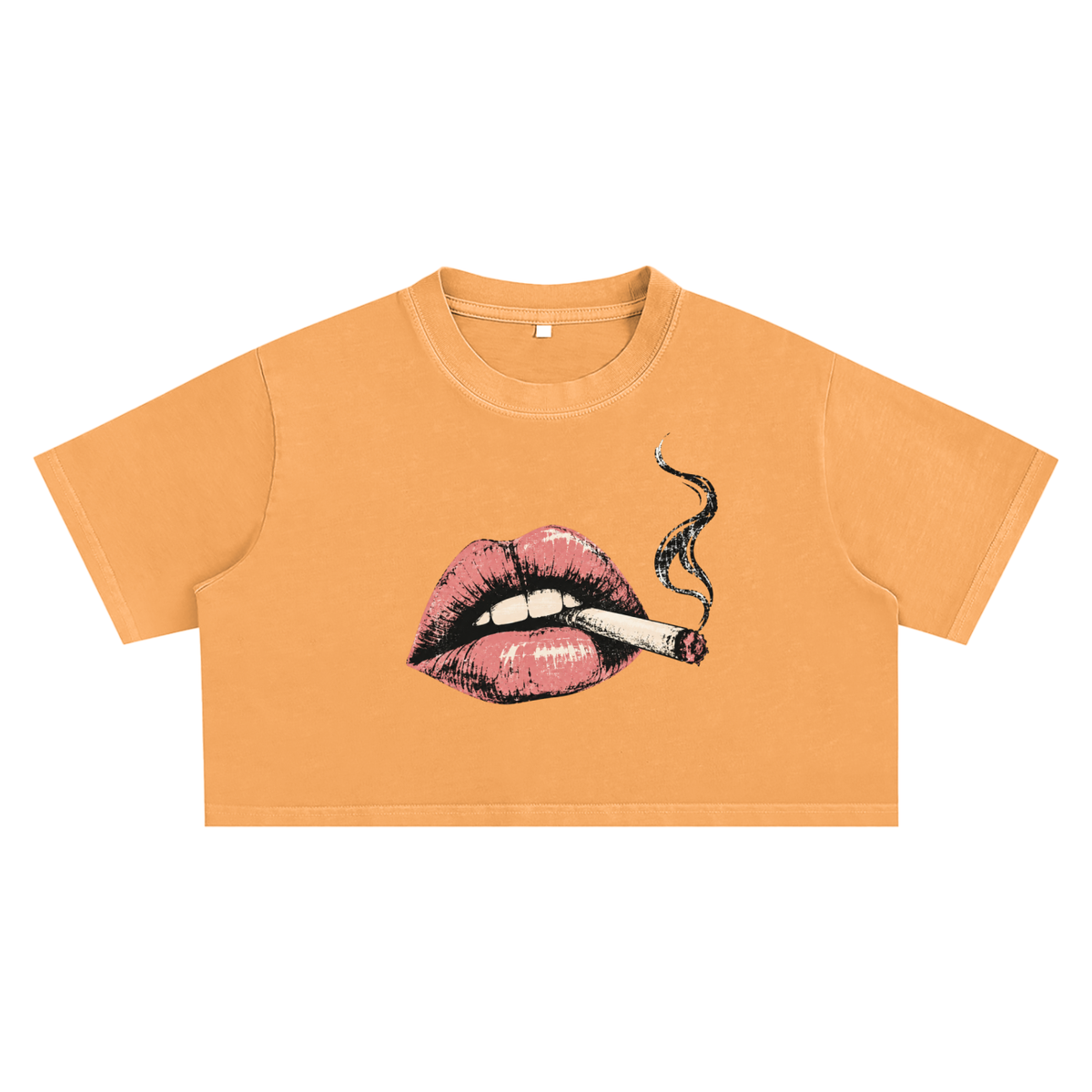 Smoke Show Smoking Hot Lips Snow Washed Crop Top